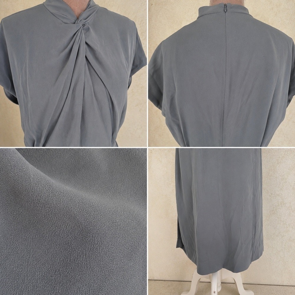 MM LaFleur 8 Adelaide Dress Gray Minimalist Office Business Travel Sheath Modest - Picture 7 of 13